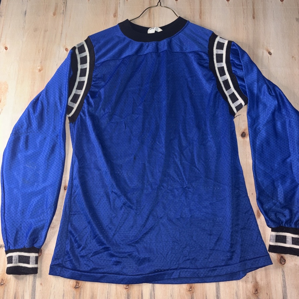 Vtg 70s Yamaha Molly Design Riding Jersey Blue Small USA Motocross Motorcycle